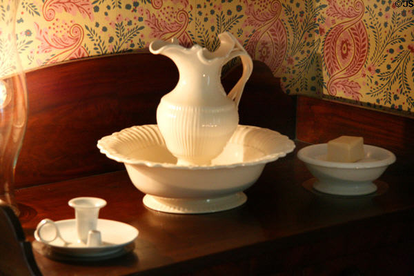 Pitcher & basin in children's room at Ash Lawn-Highland. Charlotttesville, VA.
