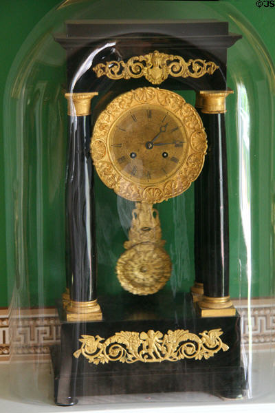 Mantle clock in Monroes' study at Ash Lawn-Highland. Charlotttesville, VA.