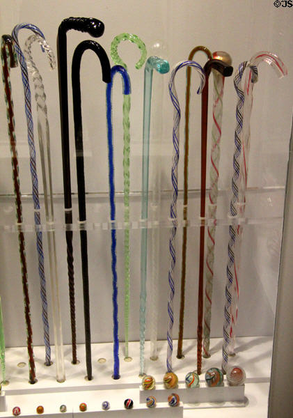 Glass cane collection at Shelburne Museum. Shelburne, VT.