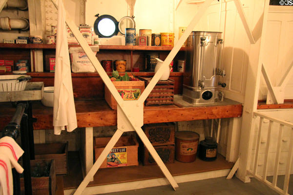 Galley food stores aboard Ticonderoga at Shelburne Museum. Shelburne, VT.
