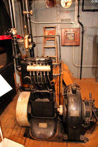 General Electric dynamo aboard Ticonderoga which was powered by electricity since its launch in 1906 at Shelburne Museum. Shelburne, VT.