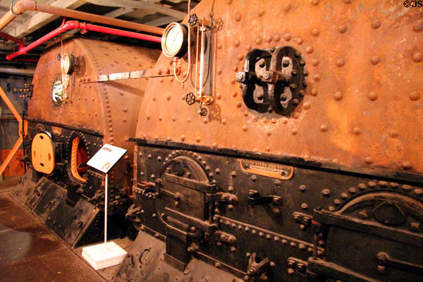 Ship's boilers (1905) by W. & A. Fletcher Co. North River Iron Works of Hoboken, NJ aboard Ticonderoga at Shelburne Museum. Shelburne, VT.
