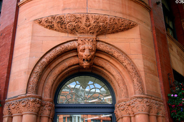 Lion on corner entrance of Interurban Building. Seattle, WA.