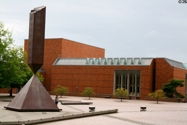 Meany Hall (1974-94) performing arts center & sculpture on Central Plaza at University of Washington. Seattle, WA.