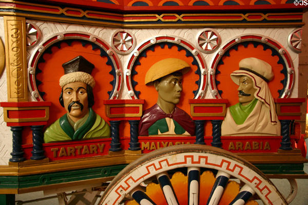 Tartary, Malaysia & Arabia figures on Asia wagon of Cole Bros. circus at Circus World Museum. Baraboo, WI.