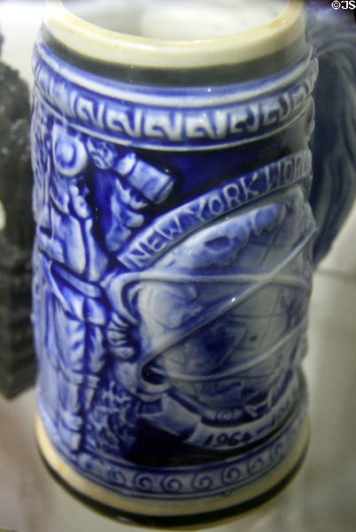 Salt glaze mug souvenir from New York World's Fair (1964) at Columbus Museum. Columbus, WI.