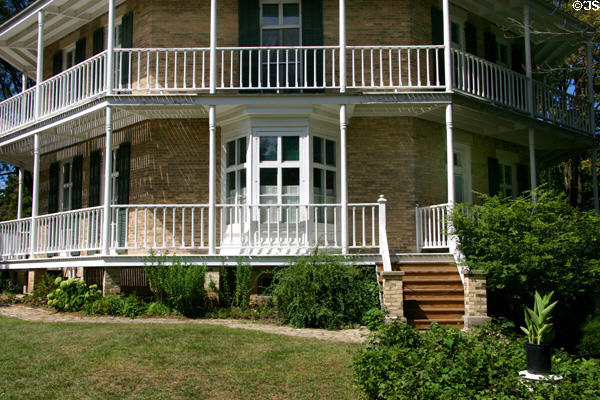Detail of porches surrounding John Richards Octagon House. Watertown, WI.