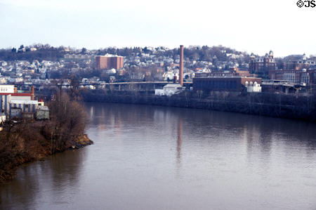 Monongahela River through center of town. Morgantown, WV.