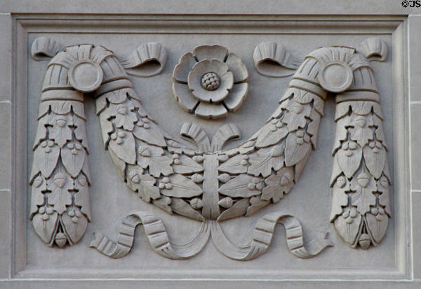 Carved garland in West Virginia State Capitol. Charleston, WV.