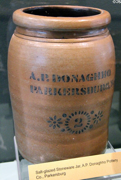 Salt-glazed Stoneware Jar by A.P. Donaghho Pottery Co., Parkersburg, WV at West Virginia State Museum. Charleston, WV.
