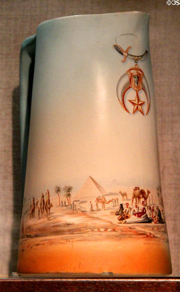 Shriners pitcher with Arabian scene (c1900) by Warwick China of Wheeling, WV at West Virginia State Museum. Charleston, WV.