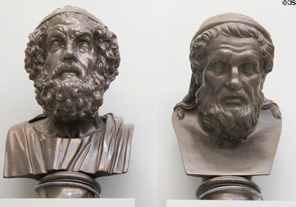 Wedgwood black basalt library busts of Homer & Plato (1770-80) at Lady Lever Art Gallery. Liverpool, England.