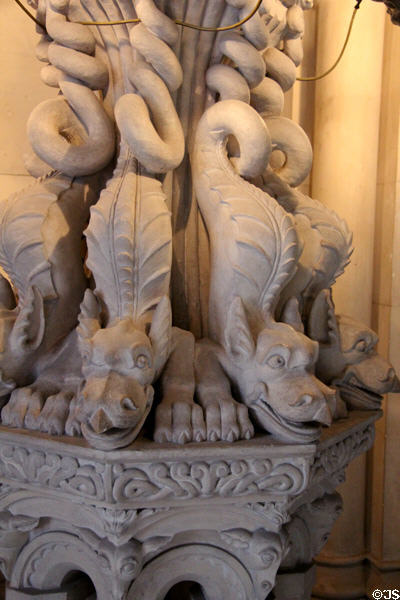Sculpture formed of beasts & swans at Penrhyn Castle. Bangor, Wales.