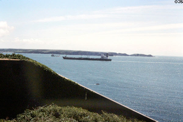 Freighter off Pembrokeshire coast. Wales.