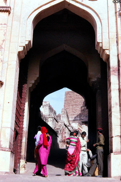 Arched entrance to Meherangarth fort in Jodhpur. India.