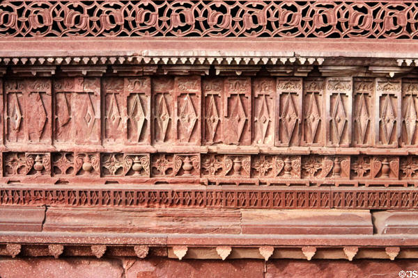 Detail of decorative architecture on Fatehpur Sikri palace. India.