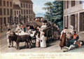 Tending wounded French troops on Landstrasse in Vienna after Battle of Aspern on May 21-22, 1809 engraving by P. Gross after Jakob Gauermann at Historical Museum of City of Vienna. Vienna, Austria.