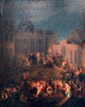 Barricades on Michaelerplatz on May 26-27, 1848, during uprising against Emperor Ferdinand painting by Anton Ziegler at Historical Museum of City of Vienna. Vienna, Austria.