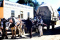 Wool bales on a horse drawn wagon in Ballarat. Ballarat, Australia.