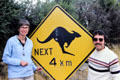 Kangaroo crossing sign common to roads of Australia.