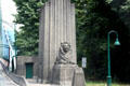 Sculpted Lion at entrance to Lions Gate Bridge. Vancouver, BC.