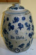 Blue flow salt glaze ice water dispenser at Barbours General Store museum. Saint John, NB.