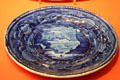Earthenware transfer plate with Montmorency Falls by Enoch Wood & Sons of Burslem, England at Gardiner Museum. Toronto, ON.