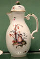 Porcelain coffeepot by Andreas Philipp Oettner for Ludwigsburg of Germany at Gardiner Museum. Toronto, ON.
