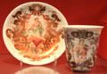 Porcelain beaker & saucer with Greek mythology scenes painted by Ignaz Bottengruber for Du Paquier of Vienna, Austria at Gardiner Museum. Toronto, ON.