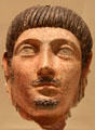 Roman Egyptian mummy mask of man painted on plaster at Royal Ontario Museum. Toronto, ON.