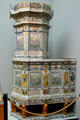 Ceramic heating stove with Germanic paintings & poems by HHG at Ariana Museum. Geneva, Switzerland