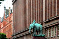 Elephant rider figure on DAG House by Ludwig Kunstmann. Hamburg, Germany