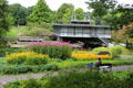 Modern suspended pavilion in Planten un Blomen park. Hamburg, Germany
