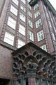 Details of statuary capping entrance level of Chilehaus. Hamburg, Germany.
