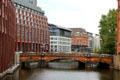 Bridge across Alsterfleet in canal district. Hamburg, Germany