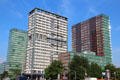 High rise office buildings & hotels in Berliner Tor section, once location of a city gate. Hamburg, Germany.