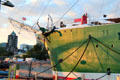 Prow of the Rickmer Rickmers museum sailing ship in late afternoon sunshine. Hamburg, Germany.