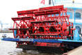 Detail of paddles on stern of Louisiana Star on Elbe River. Hamburg, Germany.