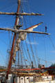 Rigging on Morgenster tall ship. Hamburg, Germany.