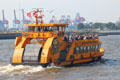 Altenwerder ferry, part of the ferry system providing public transportation along & across Elbe River. Hamburg, Germany.