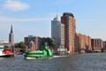 HafenCity buildings lining Elbe River. Hamburg, Germany.