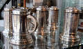 Regimental tankards with inscriptions from Lower Germany at Hamburg History Museum. Hamburg, Germany.