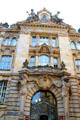 Portal of Bayerische-Hypotheken und Wechselbank heritage building at Kardinal-Faulhaber-Straße 10. Munich, Germany.