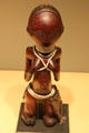 Female figure wood carving from Luba-Hemba culture of Democratic Republic of Congo at Five Continents Museum. Munich, Germany.