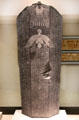 Egyptian granite sarcophagus lid of Djehapimu, royal audit officer, with Hieroglyphics at Neues Museum. Berlin, Germany.