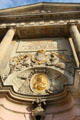 Gilded plaque to Frederick I over portico of German Historical Museum. Berlin, Germany.