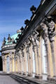 Carved figures along front of Sanssouci Palace at Sanssouci Park. Potsdam, Germany