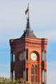 Details of spire & clock tower of Rotes Rathaus. Berlin, Germany
