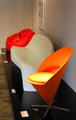 Modern 'Sacco' beanbag chair by Pierro Gatti, Cesare Paolini & Franco Teodore; plastic garden bench by Walter Papst; & Cone Chair by Verner Panton at Schleswig Holstein State Museum. Schleswig, Germany.