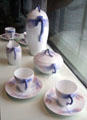Porcelain coffee service with dragonflies by Alf Wallander for Faience Manufacturer Rörstrand at Bavarian National Museum. Munich, Germany.